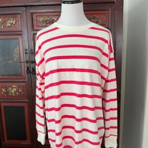 J. Crew Cream and Red Striped Top